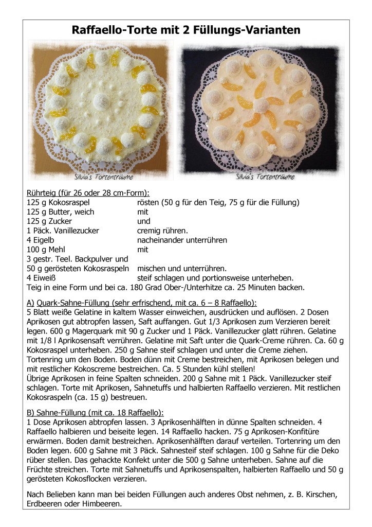 Rezept Raffaello-Torte mit Aprikosen 2015